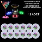 ETT 562741433456 Renkli Led Işıklı Bardak Altlığı - 12 Adet, Pilli
