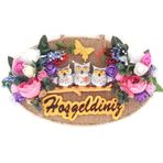 ETT Baykuş Ailesi Hoşgeldiniz Yazılı Çiçekli El Yapımı Kapı Süsü 562741421068