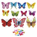 EuAcesry 3D kelebekler, 24 adet kelebek duvar çıkartması, parti, yatak odası, çocuk odası, düğün, perde, yemek masası, ofis için (karışık renkler rastgele)