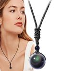 EUBEISAQI Rainboweyes Obsidyen Kolye,Rainboweye Obsidyen Kolye Kolye | Şanslı Şans Kolye Kolye Çift Kristal Takı Hediye