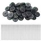 EUDAX 30 mm x 9 mm Plastik Rulo 2 mm Çap Şaft Oyuncaklar Tekerlek ve 2 mm x 100 mm Sap Şaft Yuvarlak Çubuk Aks Kendin Yap Oyuncak RC Araba Kamyon Tekne Helikopter Model Parçası (100 Adet)