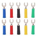 Eujgoov J.20019 10 ADET U Tipi Tel Konnektör Çatal Maça Tel Konnektör 6mm Y Tipi Banana Plug 4mm Jack ile Yüksek Basınca Dayanıklı
