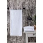 Eumenia Beyaz Kare Desen Spor Havlusu 30 x 90 cm 100% Pamuk Yumuşak Dokulu 3 Adet