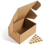 Eupako 15 x 10 x 7 cm Oluklu Kutu Postalar 25 Paket Kahverengi Karton Küçük Nakliye Kutuları 25 Çıkartma ile Posta için