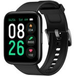 EURANS Akıllı saat 44 mm, AMOLED her zaman açık ekran fitness saati, nabız/uyku monitörü, adım kalori sayacı, IP68 su geçirmez aktivite izleyici, Android iOS ile uyumlu, siyah