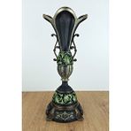 Euro Decora Dekoratif Klasik Yeşil Vazo Polyester Salon Ev Ve Ofis Aksesuar 33x14 Cm Çok Renkli