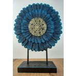 Euro Decora Dekoratif Yaşam Çiçeği Mavi Polyester Masaüstü Biblo Ev ve Ofis Aksesuar 31 cm