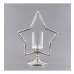 Euro Flora 38x12x51 cm Dekoratif Metal Yıldız Standlı Cam Mumluk