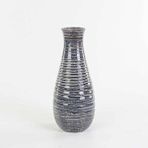 Euro Flora Çizgili Seramik Vazo 15x39 Cm Gri