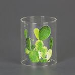 Euro Flora Kaktüs Desenli Cam Mumluk 8,5 X 13 Cm Çok Renkli