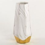 Euro Flora Mermer Desenli Seramik Vazo 14x14x28 Cm Altın