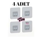 Euro Pink 4 Adet 7x7 Cm Süper Güçlü Yapışkanlı Banyo Askısı 4 Adet Sticker Raf Tutucu Askı