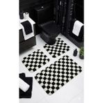 Eurobano Chess Dama Desen Lateks Kaymaz Taban Makinede Yıkanabilir 3'lü Banyo Paspası 60X100 60X50 60X50 cm - Siyah