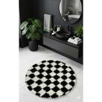 Eurobano Chess Dama Desenli 60X60 cm Küçük Banyolar Için Kaymaz Taban Yıkanabilir Banyo Paspası - Ekru - Siyah