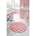 Eurobano Chess Dama Desenli 60X60 cm Küçük Banyolar Için Kaymaz Taban Yıkanabilir Banyo Paspası - Kemik - Pembe