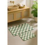 EUROBANO Dama Desenli Premium 2'li Set Yıkanabilir Kaymaz Taban 60X100 60X50 Banyo Paspası