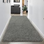 Eurobano Gri Shaggy Kaymaz Taban Yumuşak Yıkanabilir Yolluk Halı - 120 x 450 cm