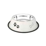 Eurodog 16 Oz Beyaz Desenli Çelik 15.5 cm Mama Kabı
