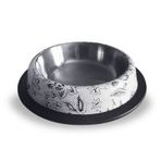 Eurodog 25 cm 750 ml Köpekler için Yaprak Desenli Çelik Mama ve Su kabı