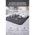 EUROLUXE Mikrofiber Bulaşık Kurutma Matı 36x46 cm Süper Emici Kaymaz Tezgah Üstü Kurulama Altlığı