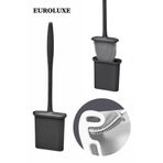 EUROLUXE Siyah Renk Silikon Tuvalet Fırçası Set Bükülebilir Pratik Silikon Fırça Wc Klozet Fırçası