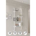 Euromob 40x20 cm Beyaz Metal 4 Raflı Duvar Rafı | Kitaplık & Mutfak Banyo Organizer