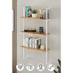 Euromob 60x20 cm Beyaz Metal 3 Raflı Duvar Rafı | Kitaplık & Mutfak Banyo Organizer
