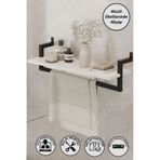 Euromob Tek Raflı Beyaz Banyo Rafı | Siyah Profil | Havluluk | 40x20 Ebatında Ahşap