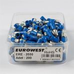 Eurowest 1,50-2,50mm Erkek Terminaller İzoleli Kablo Ucu ( 1 Kutu 200 Adet ) Mavi
