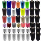 EUROXANTY Dikiş İpliği | İplik Bobinler |%100 Polyester | Dikiş Makinesi | Dikiş Makinası | Nakış için | Ağır Hizmet İpliği | 1000 m | Paket ByN +RENK 1 ve 2