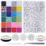euTenghao 6810 adet küçük midilli boncuklar, mektup boncukları seti, şeffaf bileklikler ile takı bileklikleri için, 4 mm cam boncuklar, arkadaşlık takısı yapmak için “A-Z” alfabe mektup boncukları