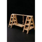 Ev Dekka Ahşap Dekoratif Salıncaklı Raf - Merdiven Tasarımlı Takı Ve Çiçek Standı (40X30 Cm)