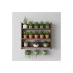 Ev Dekka Ahşap Duvar Rafı - 3 Katlı Çok Amaçlı Mutfak Ve Balkon Rafı - Dekoratif Saksılık - 50X50 Cm