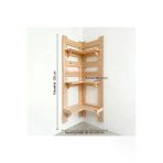 Ev Dekka Ahşap Köşe Rafı Dekoratif Çok Amaçlı Duvara Monte Çiçeklik Kitaplık 80X120 Cm - Kestane Ve Doğal Ahşap Seçenekli