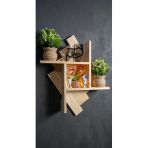 Ev Dekka Dekoratif Ahşap Duvar Rafı 60X50x10 Cm - Çift Taraflı Bantlı Montaja Hazır - Vidasız Duvar Kitaplığı