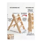 Ev Dekka Doğal Ahşap Katlanır Merdiven / Dekoratif Basamak Tabure - 75 Cm