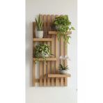 Ev Dekka Doğal Ham Köknar Ağacı Duvar Rafı - Meşe Rengi Dekoratif Çiçeklik Ve Kitaplık 80X35 Cm