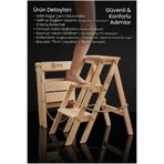 Ev dekka Pinus Stools Katlanabilir Ahşap Mutfak Merdiveni - 3 Basamaklı Boy Uzatan Tabure 75 cm