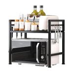 Ev Düzeni Uzmanı Siyah Mikrodalga Fırın Ve Mutfak Rafı – Tezgahüstü Modern Organizer