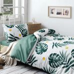 Ev & Home EP-017378 Monstera Yeşil Tek Kişilik Nevresim Takımı