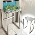 Ev Için Paslanmaz Çelik Balık Tankı Masa Rafı, Depolama Ve Sergileme Için Ayaklı Akvaryum Rafı, Saksı Bitkileri Için Metal Çerçeveli Damızlık Tank Tutucu(100x50 cm (39 3/8 x 19 3/4"))