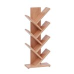 Ev Ofis Oturma Odası Yatak Odası için Masif Ahşap Ağaç Şekilli Kitaplık Teşhir Rafı 7 Katlı (Ahşap Rengi 44x20x107cm)