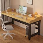 Ev Ofis ve Oyun için Büyük Modern Bilgisayar Masası Sağlam Metal Çerçeve Yazı Masası Geniş İş İstasyonu 100 x 39,9 cm Çalışma Masası (Kahverengi)
