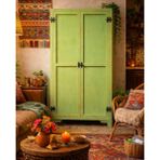 Ev Perisiyim Vintage Ahşap Dolap & Kitaplık - Yeşil