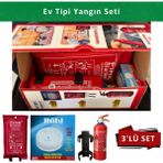 Ev Tipi Yangın Seti 1kg Mutfak Yangın Tüpü 120X120CM Yangın Battaniyesi 9V Pilli Duman Dedektörü Mutfak Yangın Seti