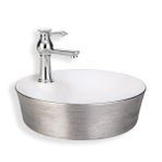 Eva Banyo E-5002G Lena Tezgah Üstü Silver Beyaz Lavabo