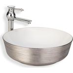 Eva Banyo E-5004G Lena Tezgah Üstü Silver Beyaz Lavabo