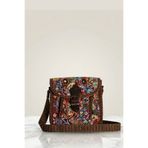 Eva Çanta Vintage Kadın Çantası - Etnik Desenli Kilim Dokuma ve Kahverengi Detaylı – Tokalı Kilitli – Çapraz Askılı Günlük Kullanım