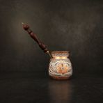 Eva Copper 2-3 Kişilik El Yapımı Işlemeli Kalaylı Kalın Bakır Kahve Cezvesi - Beyaz - 270 Ml