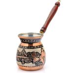Eva Copper 2-3 Kişilik El Yapımı Işlemeli Kalaylı Kalın Bakır Kahve Cezvesi - Siyah - 270 Ml